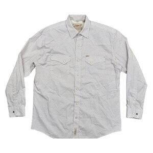 Rafter Men's White Cotton Shirt, L Long Sleeve Pearl Snap Western Cowboy